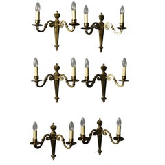 English Set of 6 Twin Arm Antique Wall Lights