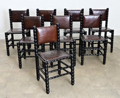 English Set of Eight Bobbin Turned Dining Chairs