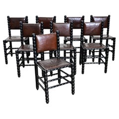 English Set of Eight Bobbin Turned Dining Chairs