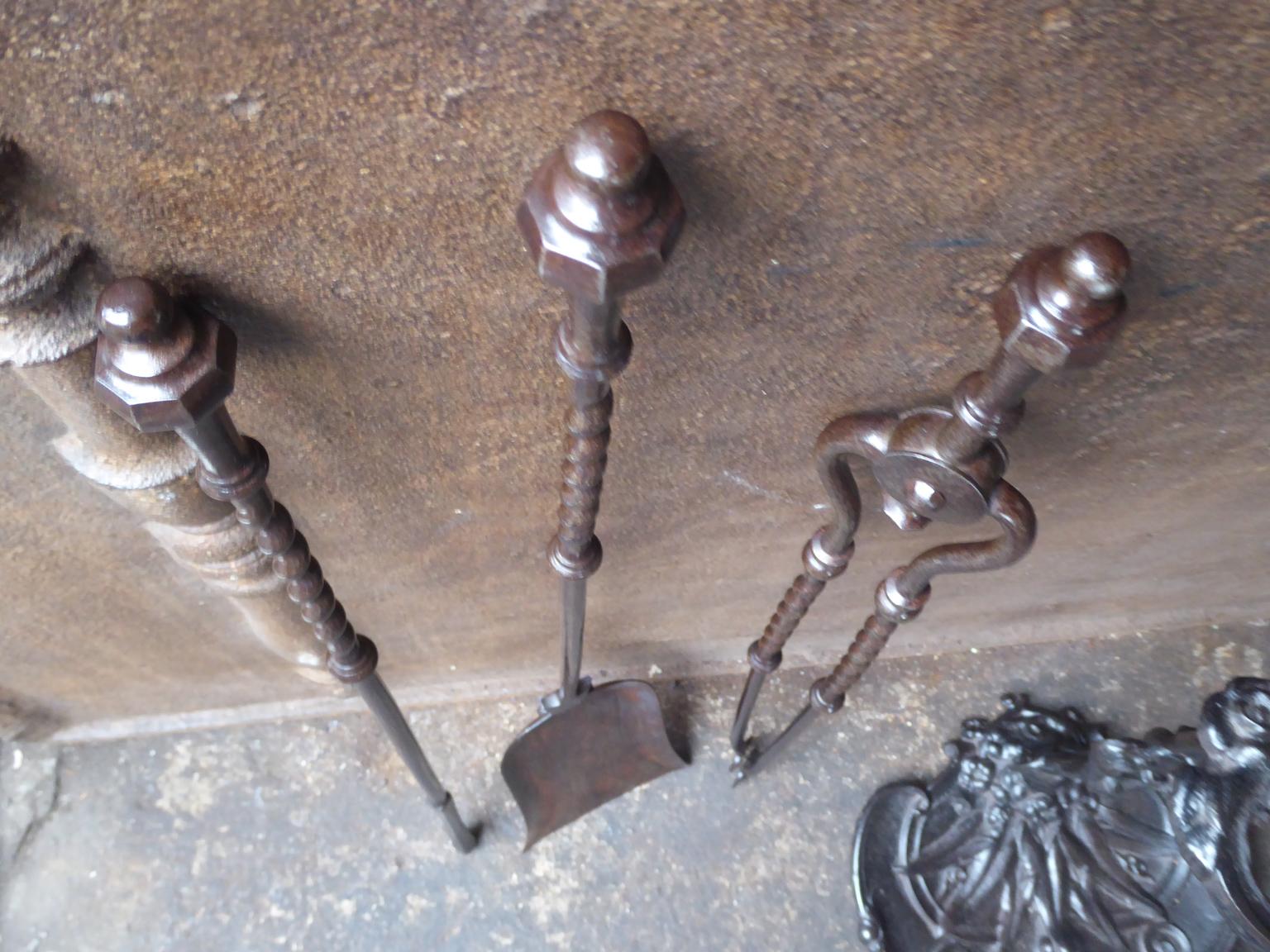 English Set of Fireplace Tools, Victorian Companion Set, 19th Century For Sale 5