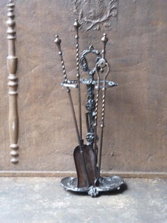 English Set of Fireplace Tools, Victorian Companion Set, 19th Century