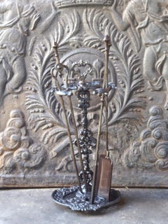 English Set of Fireplace Tools, Victorian Companion Set, 19th Century