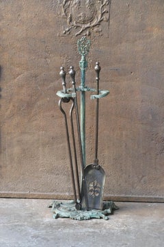 English Set of Fireplace Tools, Victorian Companion Set, 19th Century