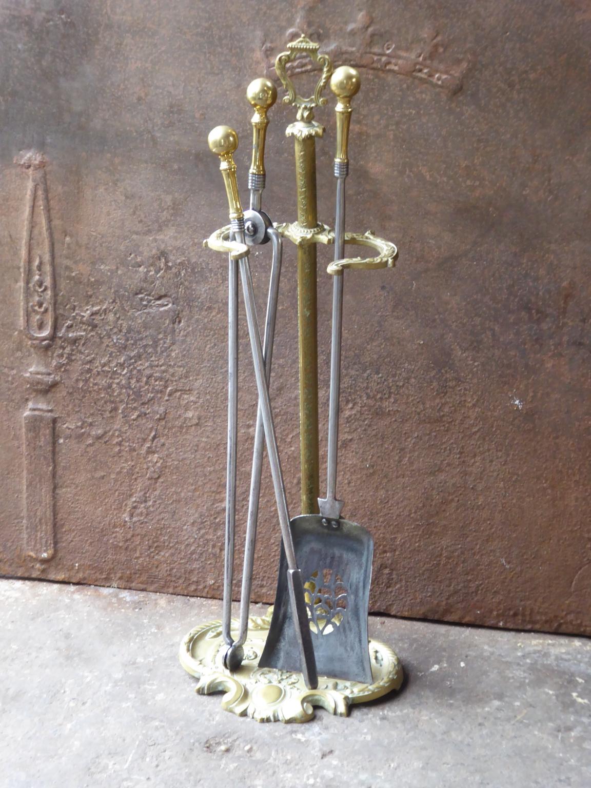 British English Set of Fireplace Tools, Victorian Companion Set, 19th Century For Sale