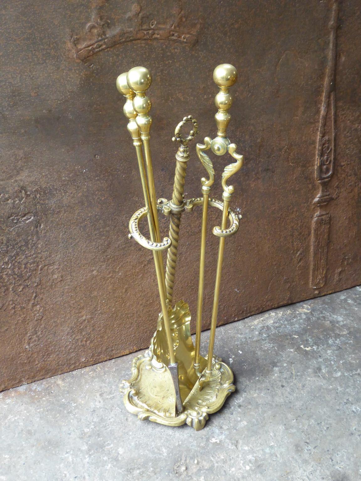 English Set of Fireplace Tools, Victorian Companion Set, 19th Century In Good Condition In Amerongen, NL