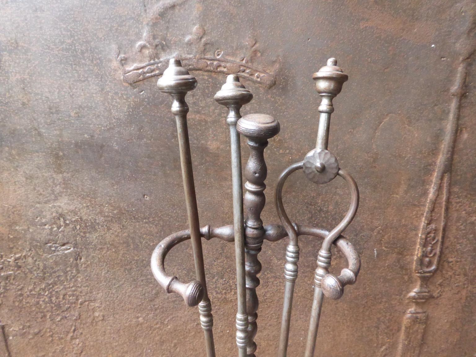 English Set of Fireplace Tools, Victorian Companion Set, 19th Century In Good Condition In Amerongen, NL