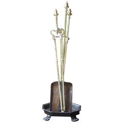 English Set of Fireplace Tools, Victorian Companion Set, 19th Century