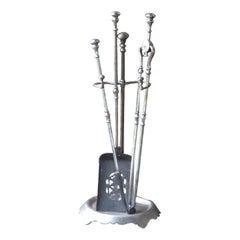 Antique English Set of Fireplace Tools, Victorian Companion Set, 19th Century