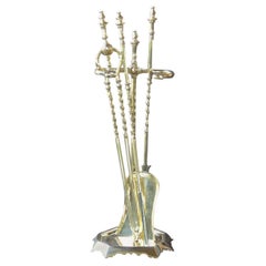 Antique English Set of Fireplace Tools, Victorian Companion Set, 19th Century