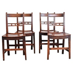 English Set of Four Georgian Period Oak Dining Chairs