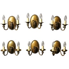 English Set of Six Gasolier Bronze Antique Wall Lights