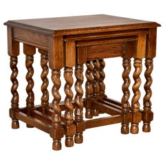 Antique English Set of Three Nesting Tables, circa 1900