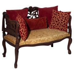 englisches Vintage-Sofa aus Holz und Stoff