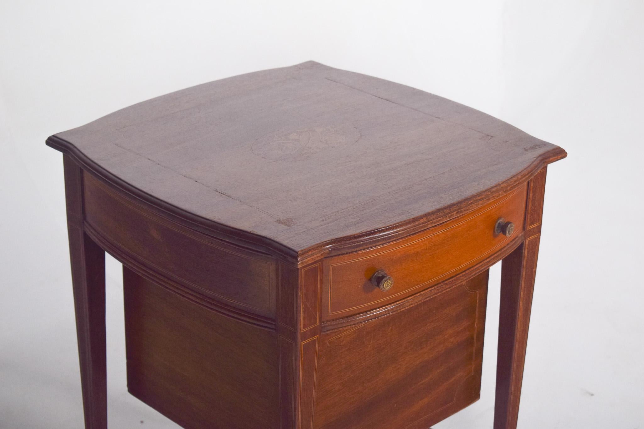 Wood English Sewing Table with One Drawer and One Basket For Sale