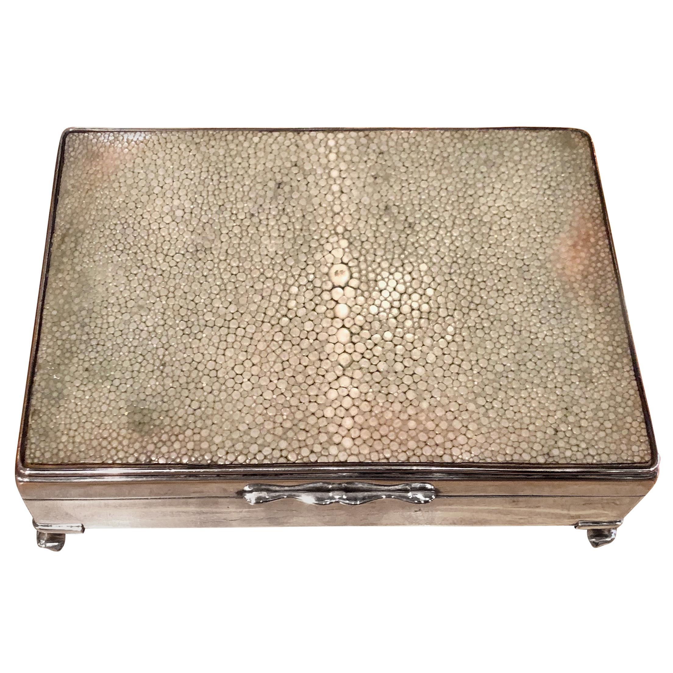 English Shagreen Art Deco Cigarette Card Box