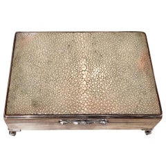 English Shagreen Art Deco Cigarette Card Box