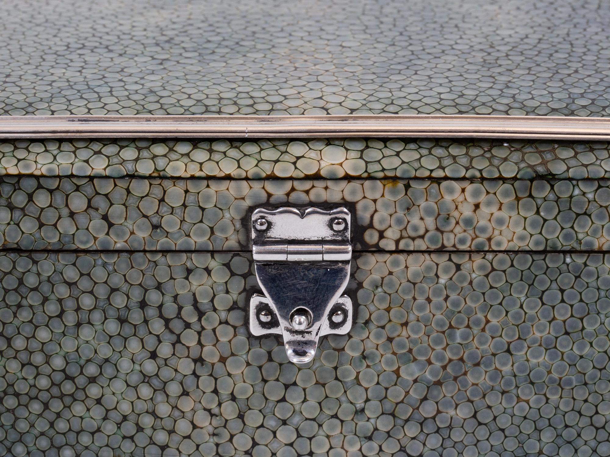 English Shagreen Silver Mounted Antique Card Box In Good Condition For Sale In Northampton, GB