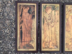 English Shakespearean Handcrafted "Four Seasons" Arts & Crafts Panel Set Four