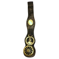 Englisches geformtes Lederarmband mit 2-Brass-Pferdenriemen, frühes 20. Jahrhundert