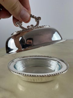 English Sheffield and Crystal Caviar Holder, 80s