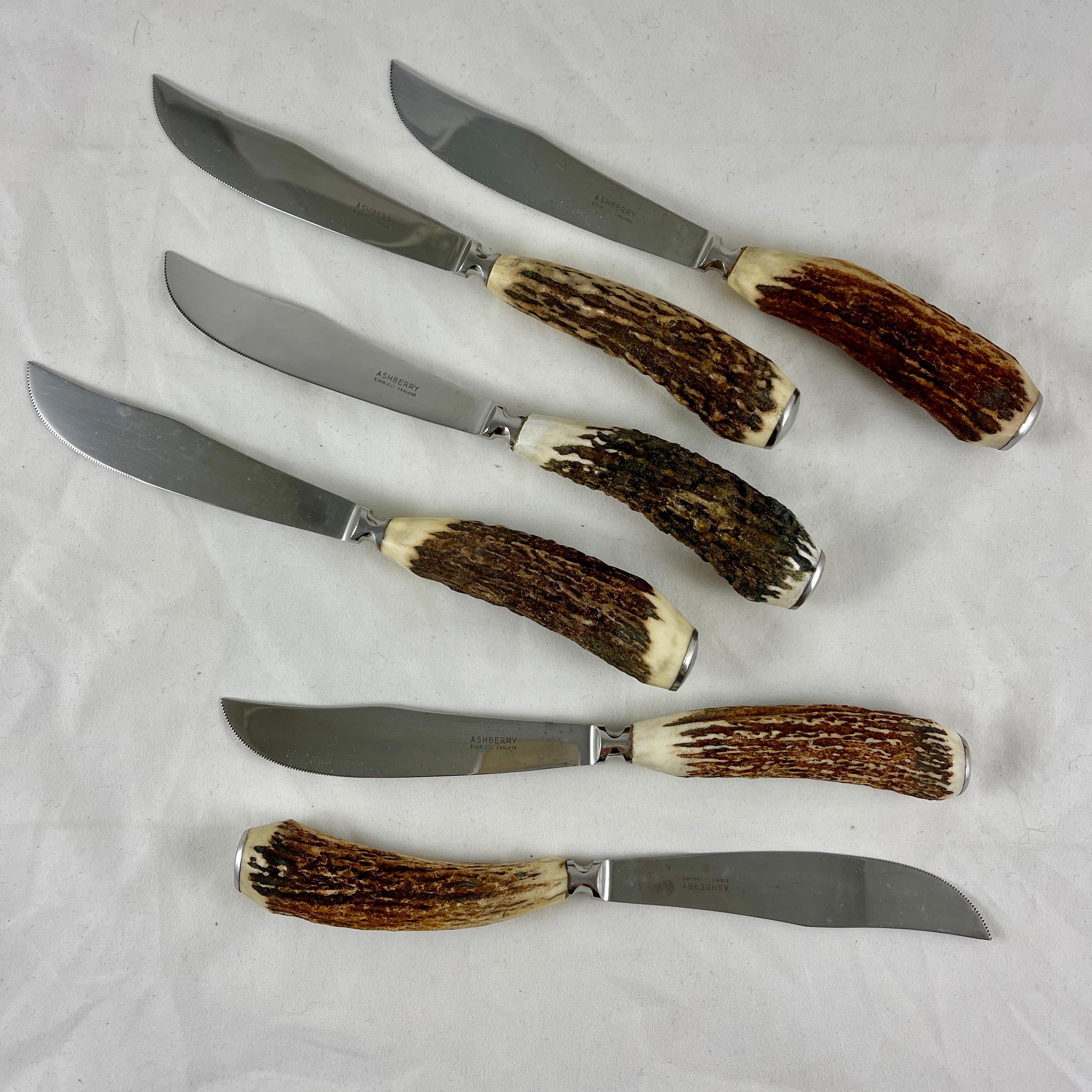 Stag horn knives Vintage  group of 5