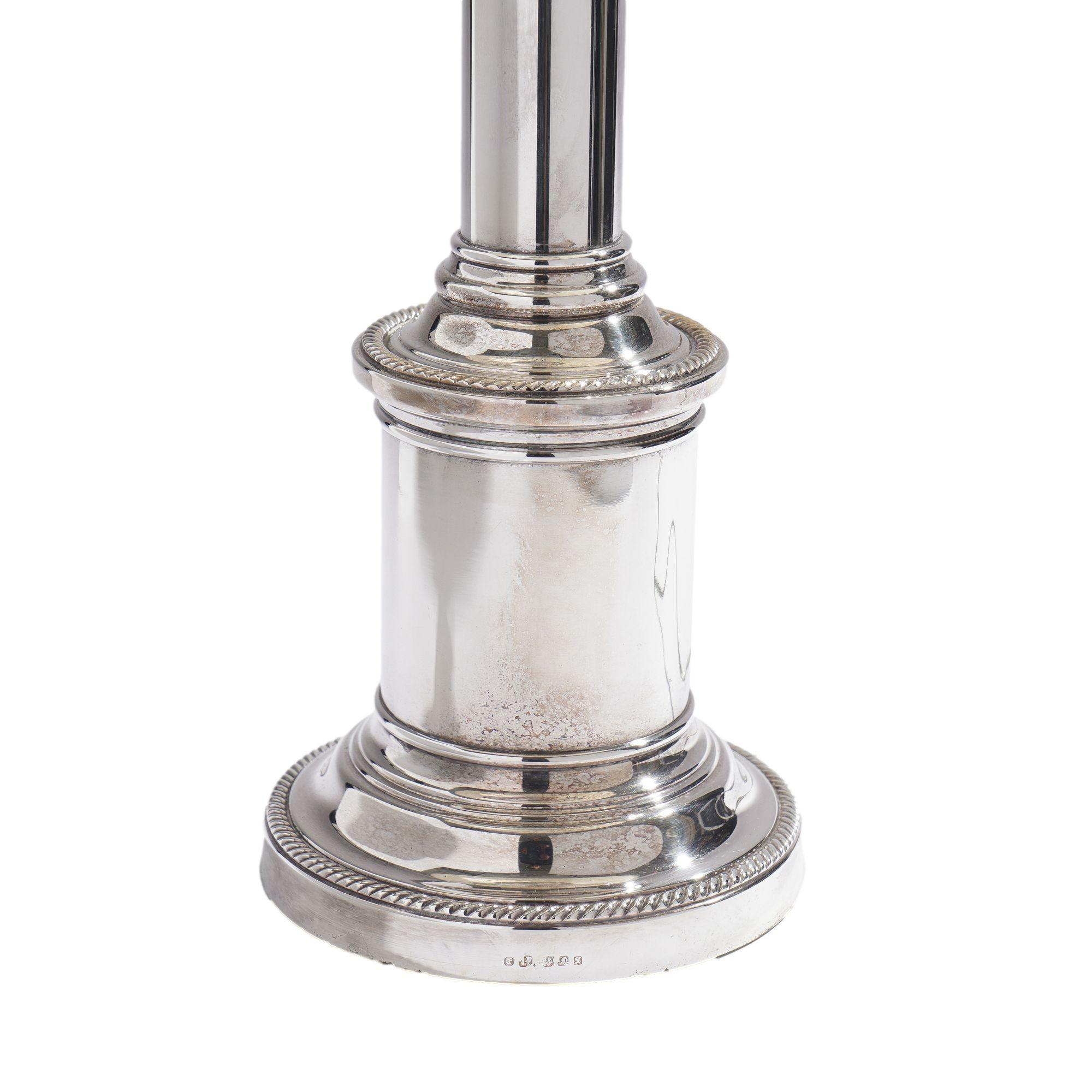 Silver Plate English Sheffield banquet table lamp, c. 1850-60 For Sale