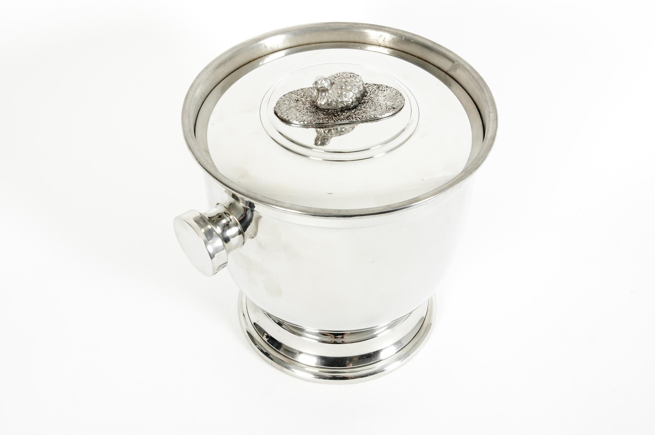 English Sheffield Barware Silver Plated Covered Ice Bucket 1