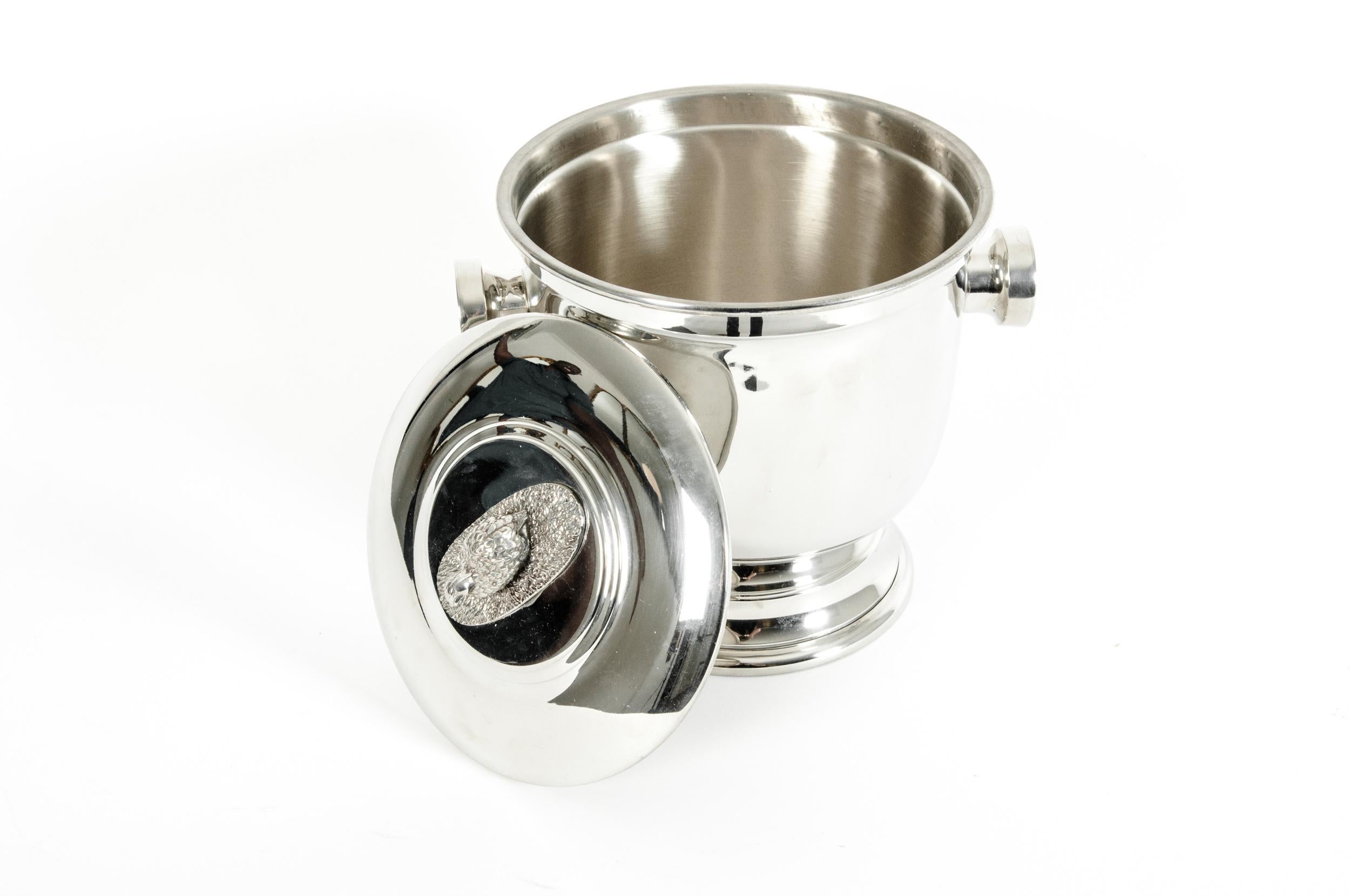 English Sheffield Barware Silver Plated Covered Ice Bucket 3