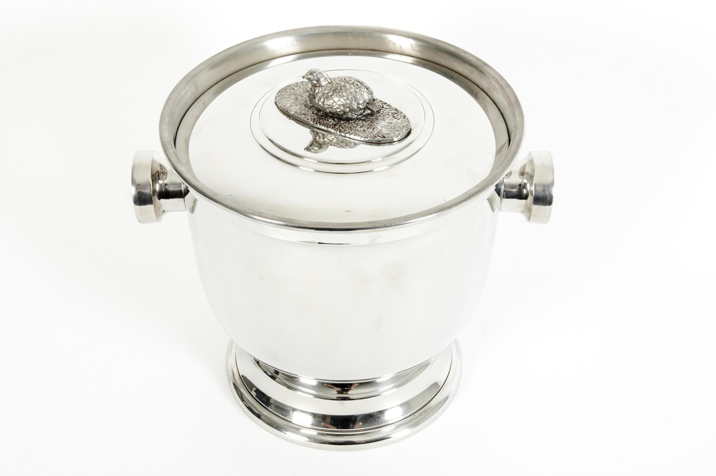 English Sheffield Barware Silver Plated Covered Ice Bucket 4