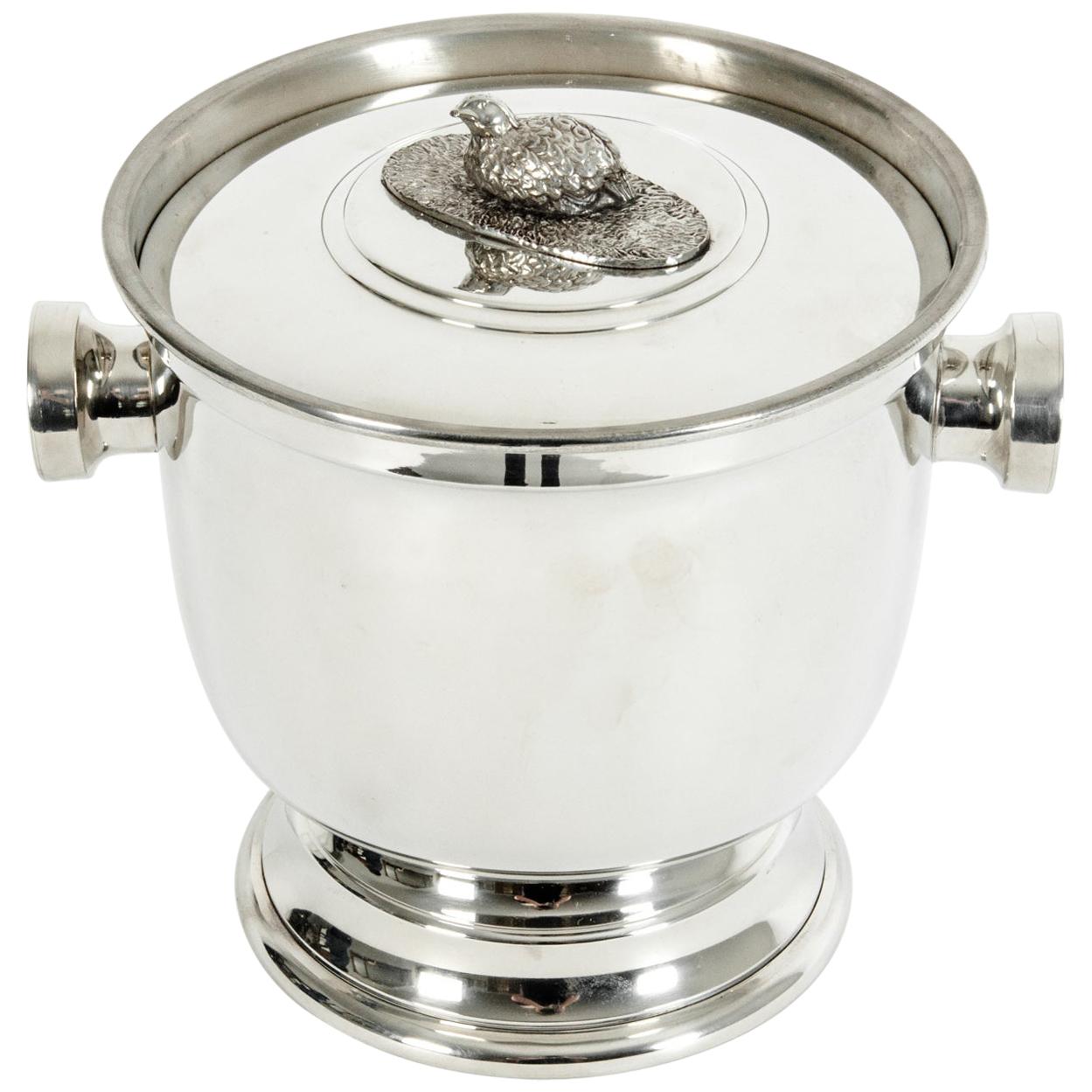 English Sheffield Barware Silver Plated Covered Ice Bucket