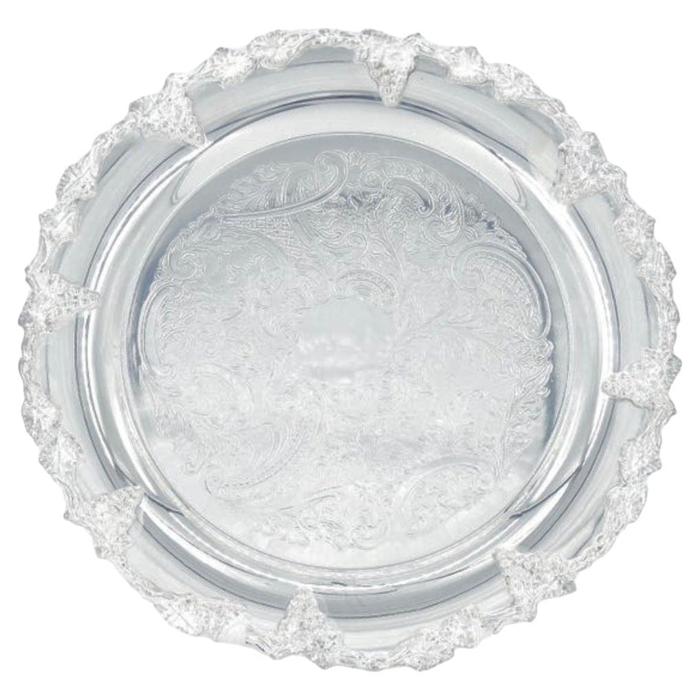 Englisch Sheffield Graviert Innen Silber Platte Barware Serviertablett