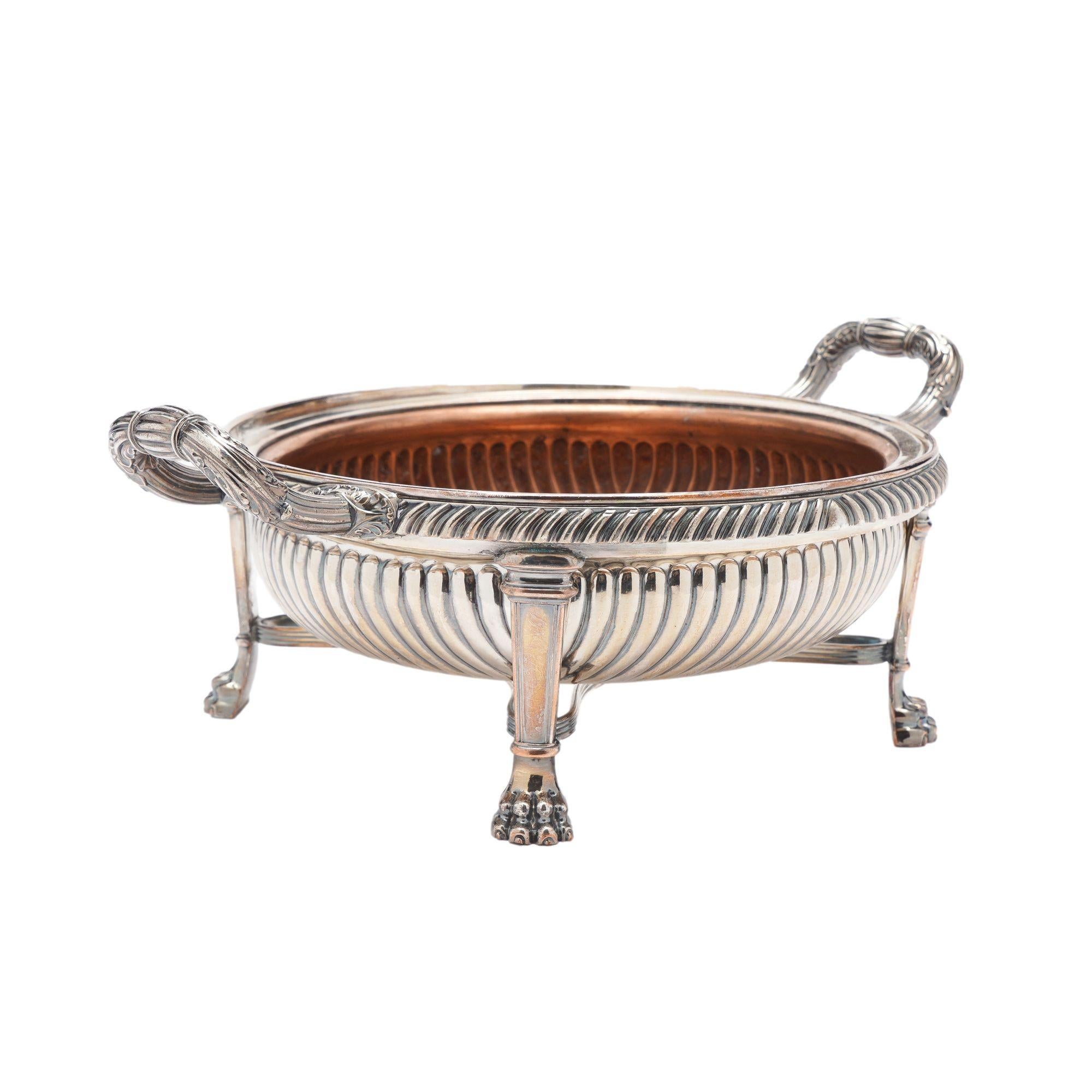 Sheffield Plate English Sheffield footed serving bowl, c. 1825 For Sale