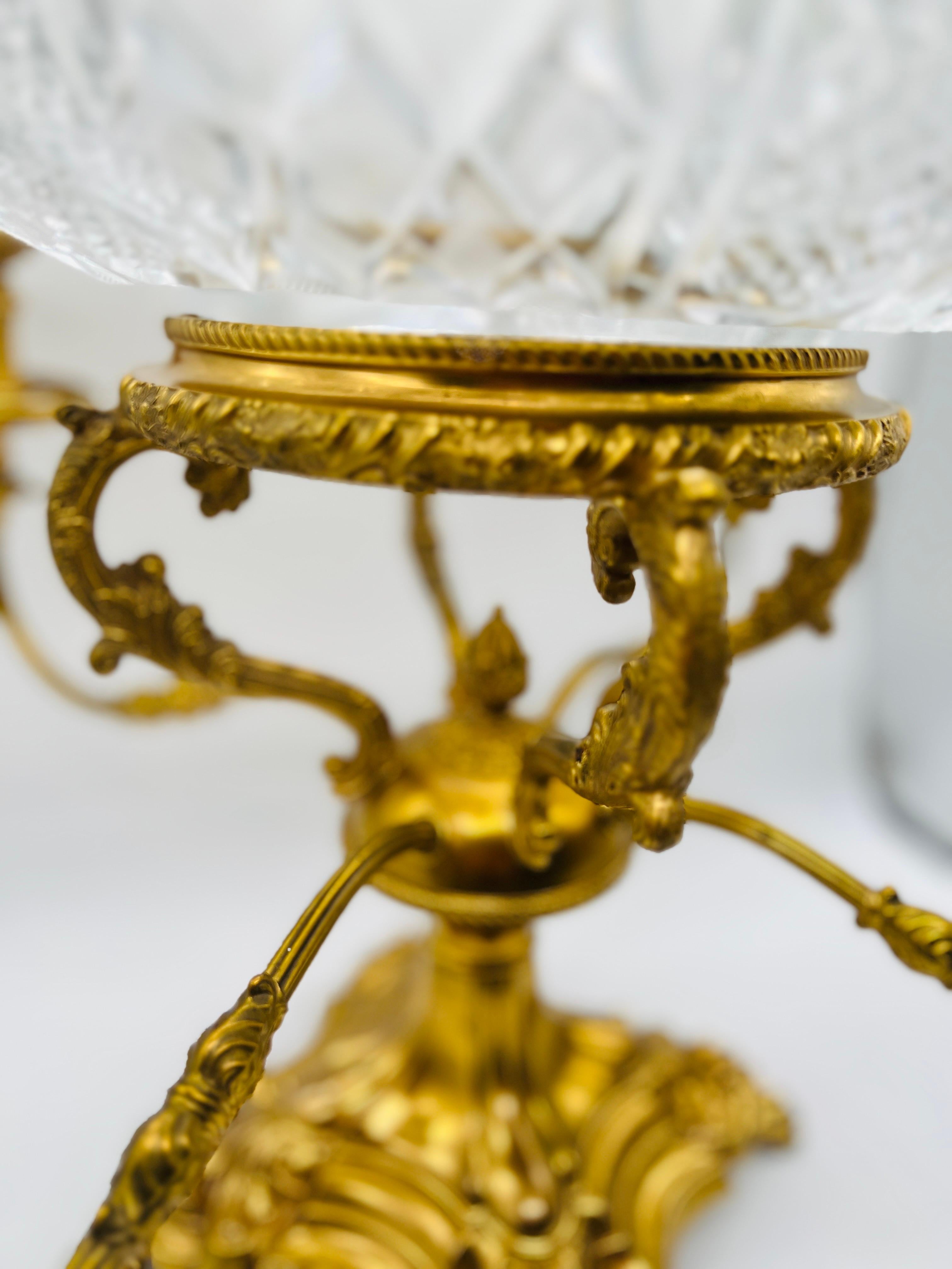 English Sheffield Gilt Plated William IV Style Cut Glass Epergne or Centerpiece For Sale 3