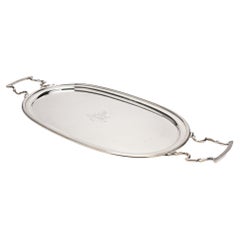 English Sheffield oval race track tray with applied handles, c. 1892-93