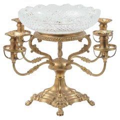 English Sheffield Plate and Cut Glass Centerpiece with Candelabra