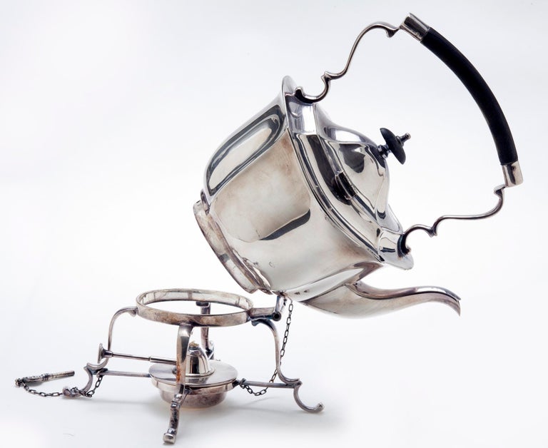 English SheffieldPlate Tea Pot with Warming Stand For Sale at 1stDibs