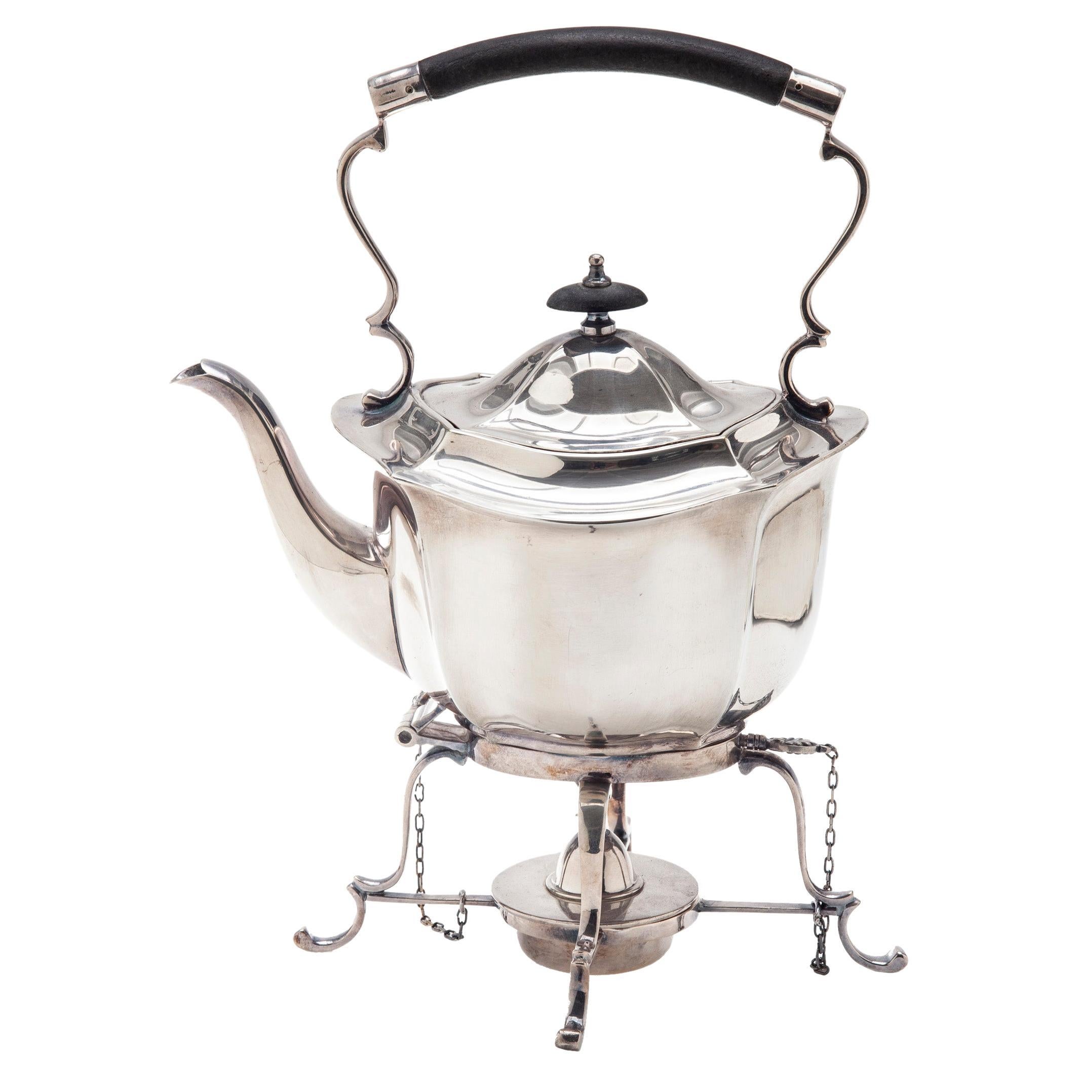 English Sheffield-Plate Tea Pot with Warming Stand