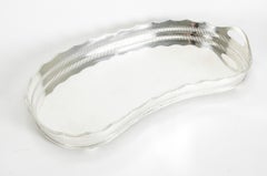 English Sheffield Plated Curved Shape Barware Footed Tray
