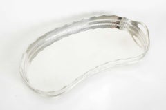English Sheffield Plated Curved Shape Barware Footed Tray