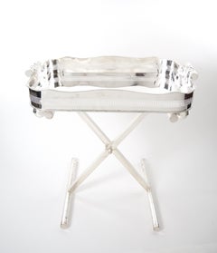 English Sheffield Silver Plate Art Deco High Gallery Folding Tray / Stand