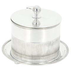 English Sheffield Silver Plate Covered Round Shape Tea Caddy