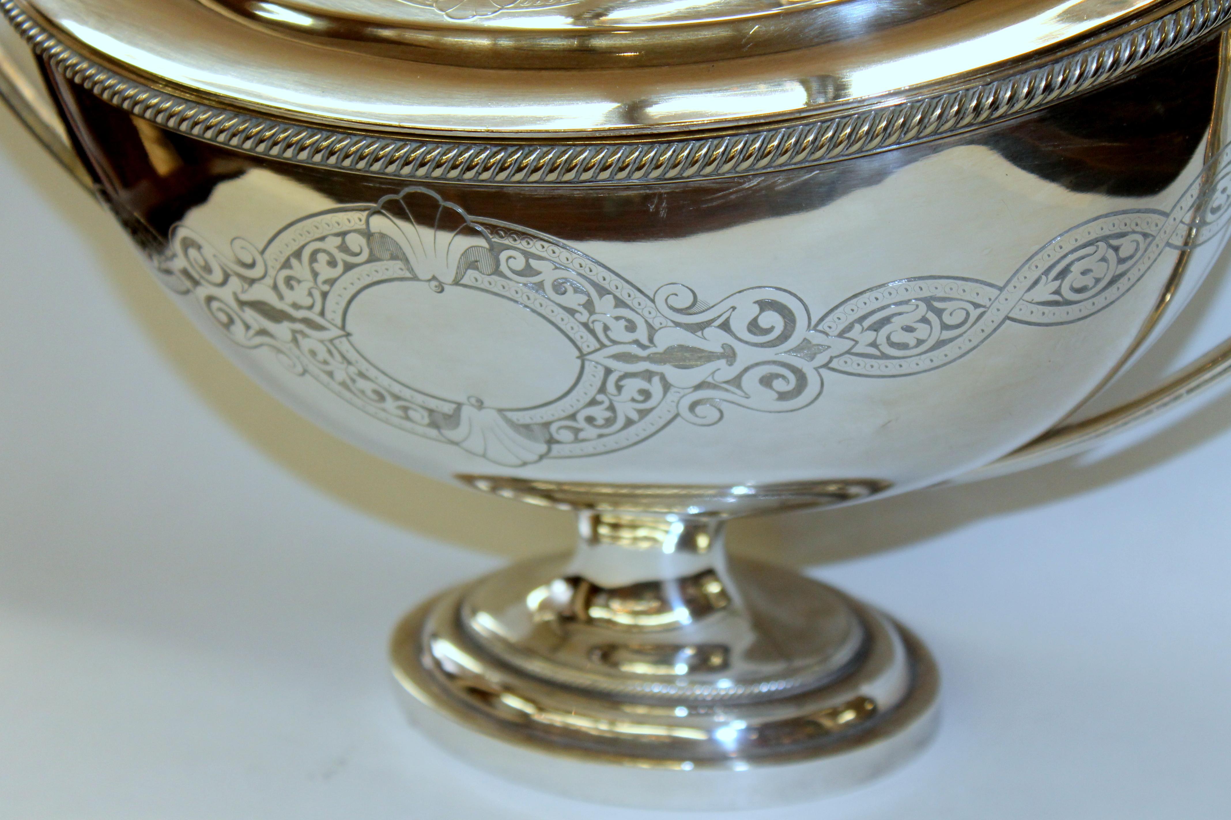 19th Century English Sheffield Silver Plate Hand Engraved 