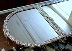 English Sheffield Silver Plate Repro, Rococo Style Three-Section Mirror Plateau
