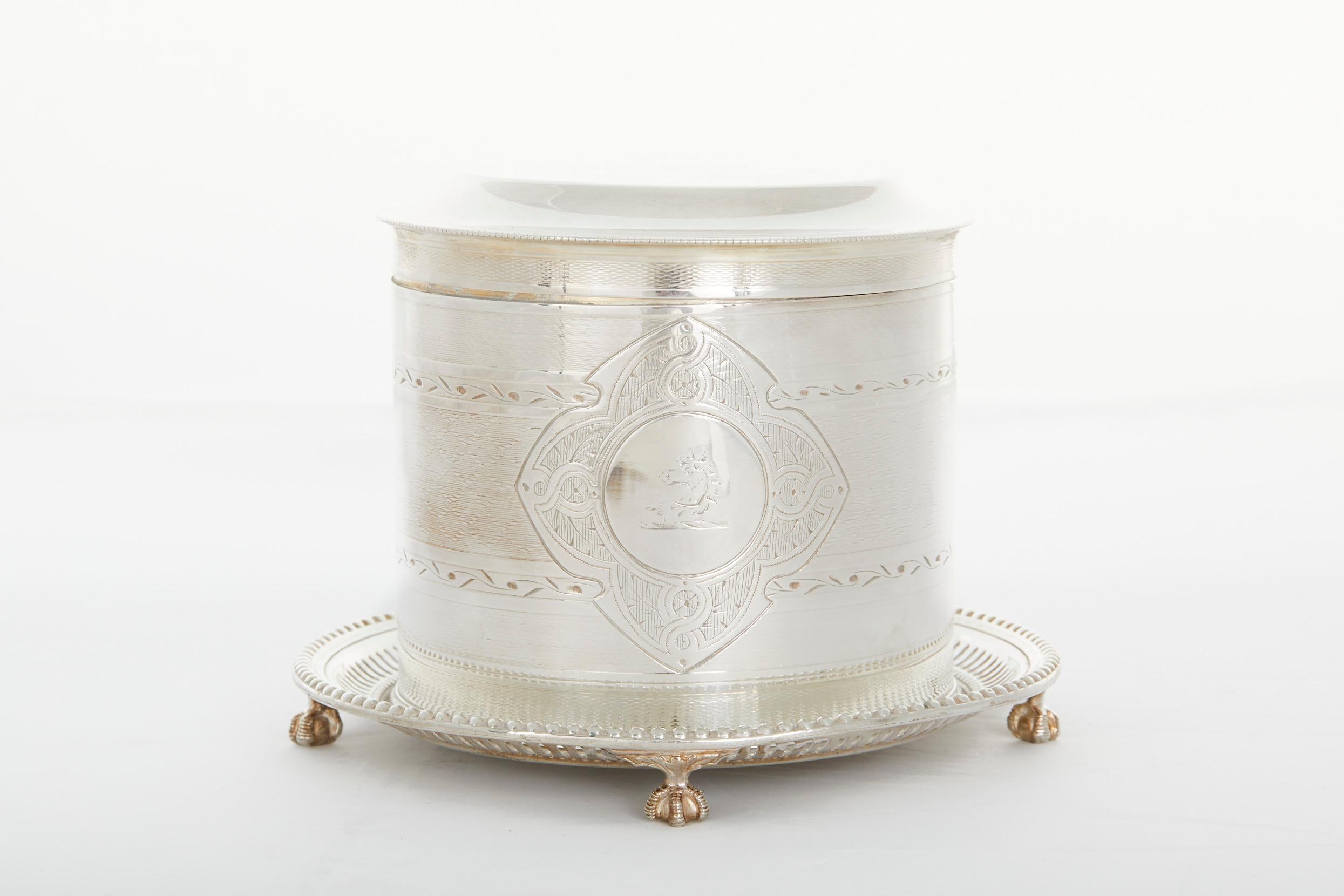 English Sheffield Silver Plate Tea Caddy  For Sale 8