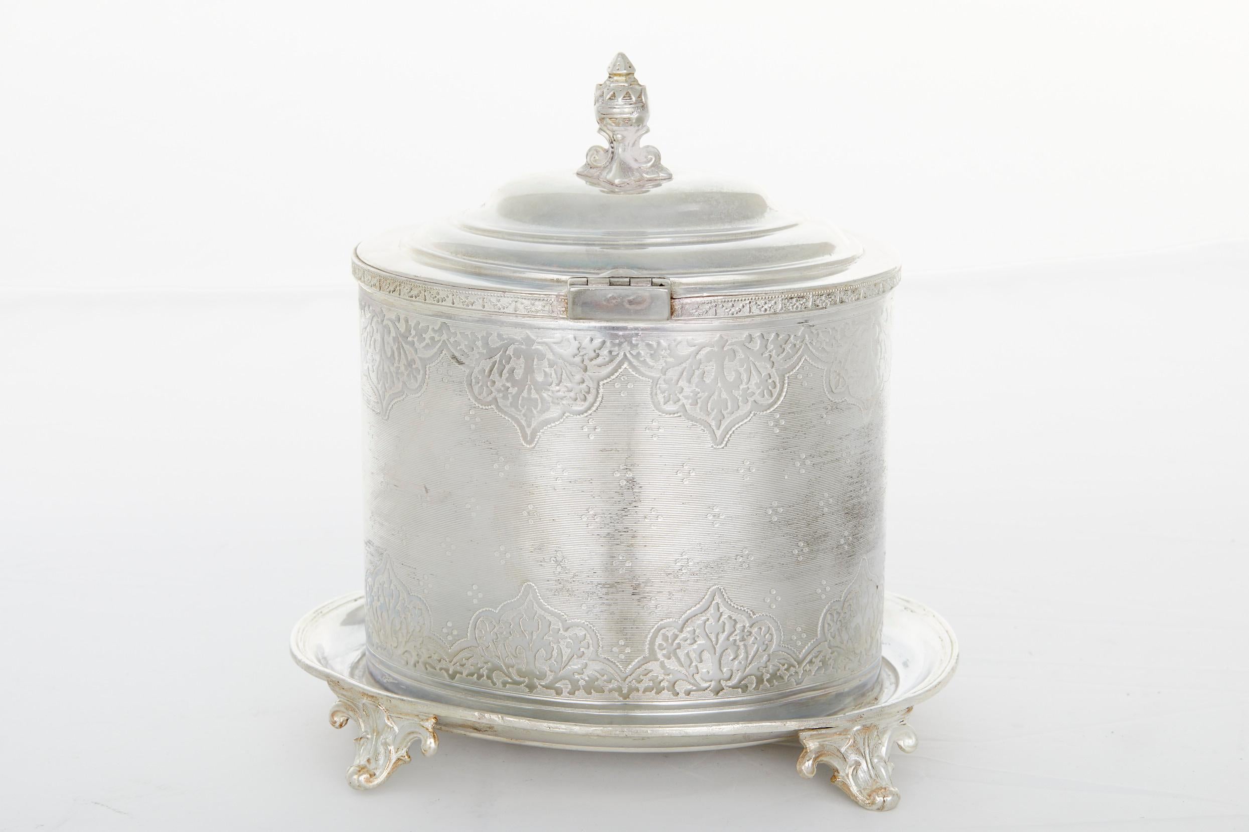 Hand-Crafted English Sheffield Silver Plate Tea Caddy For Sale