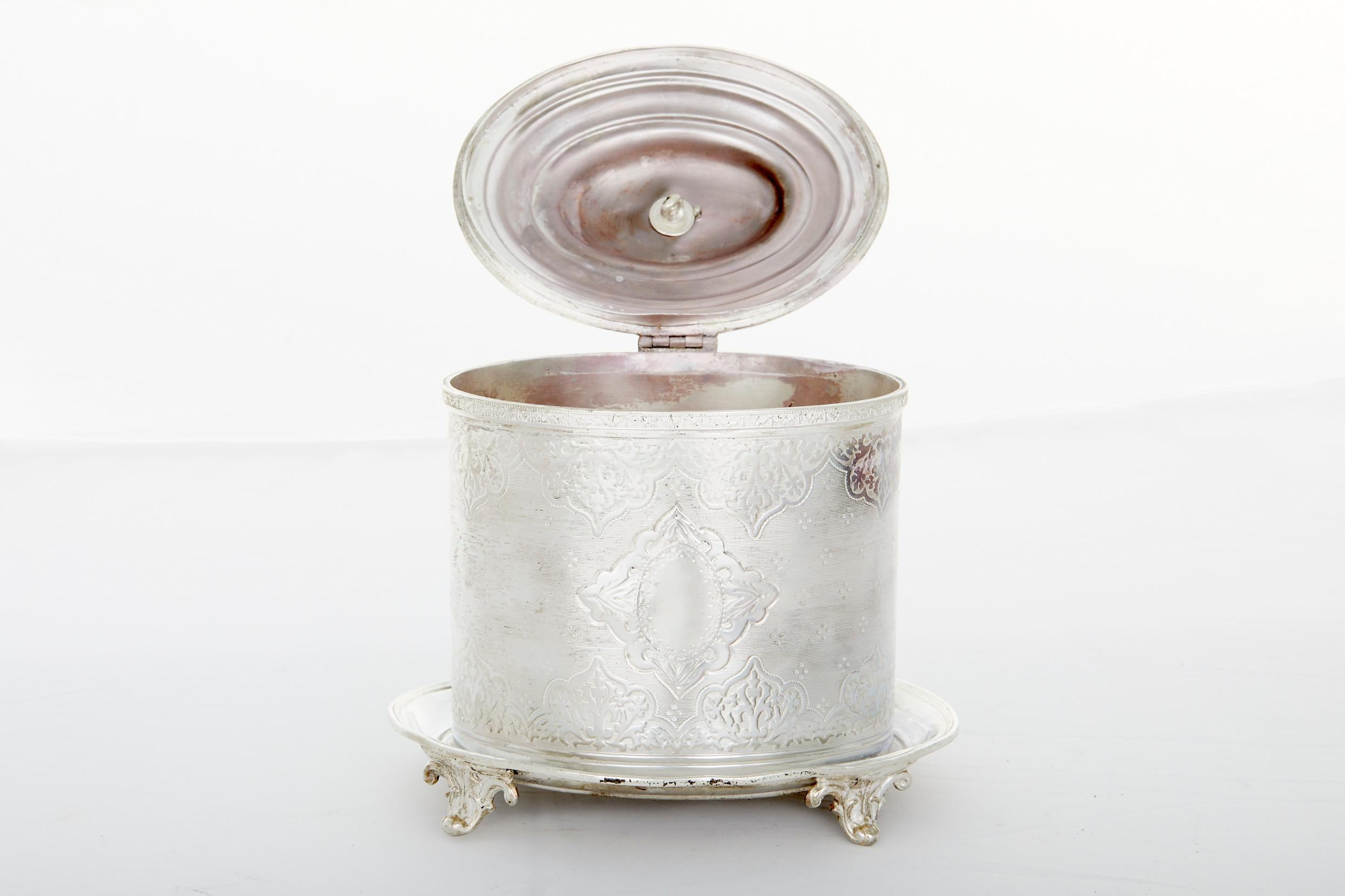 English Sheffield Silver Plate Tea Caddy For Sale 4