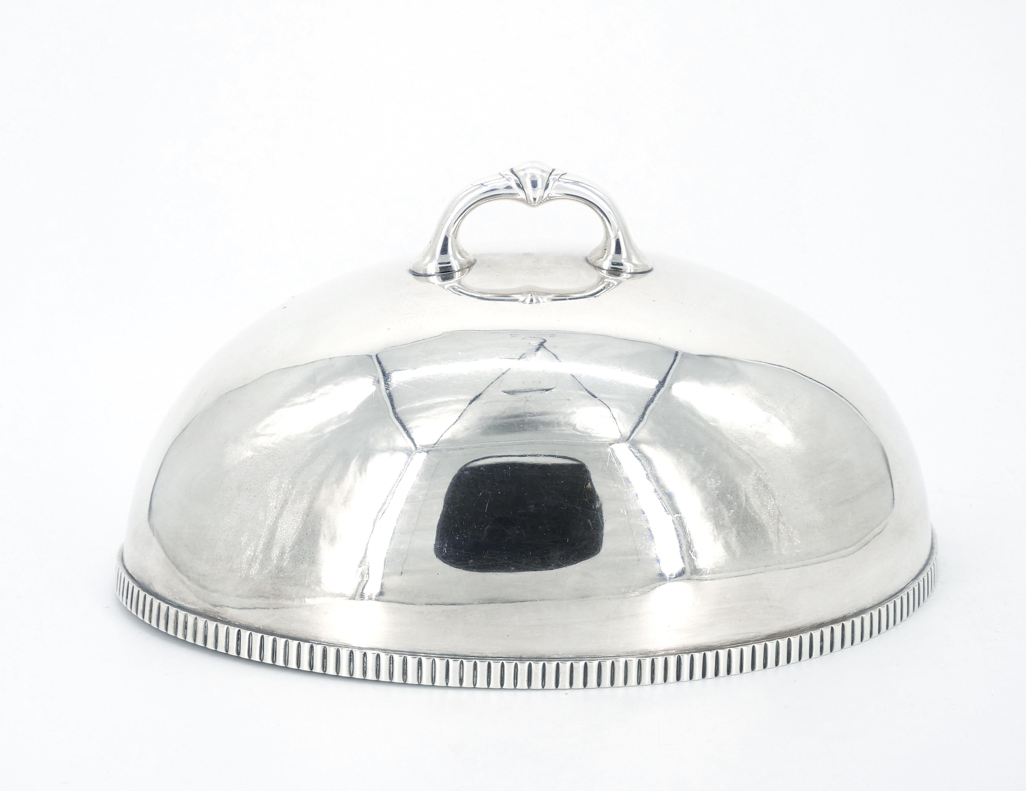Engraved English Sheffield Silver Plate Victorian Style Meat Dome  For Sale