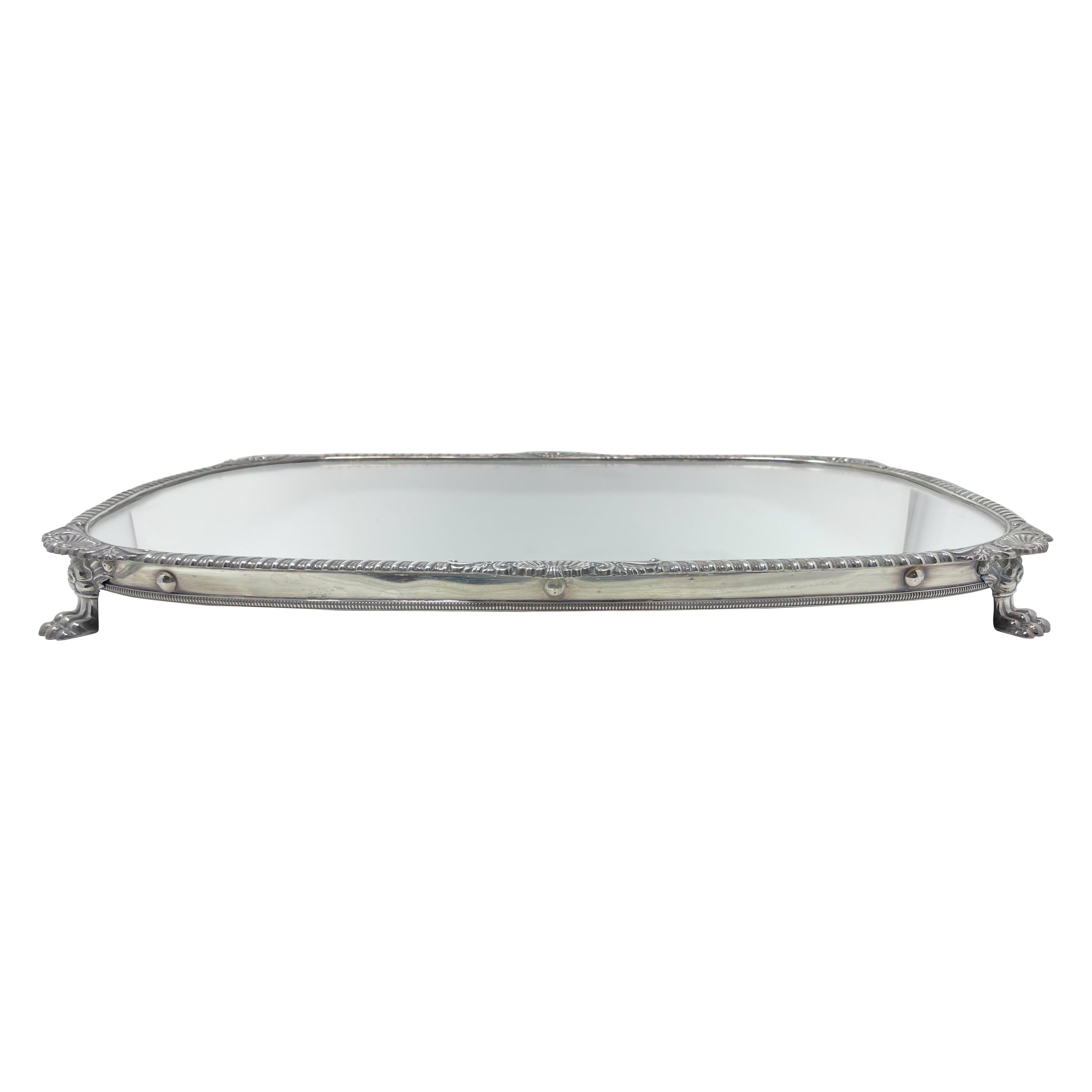 English Sheffield Silver-Plated Footed Mirror Plateau