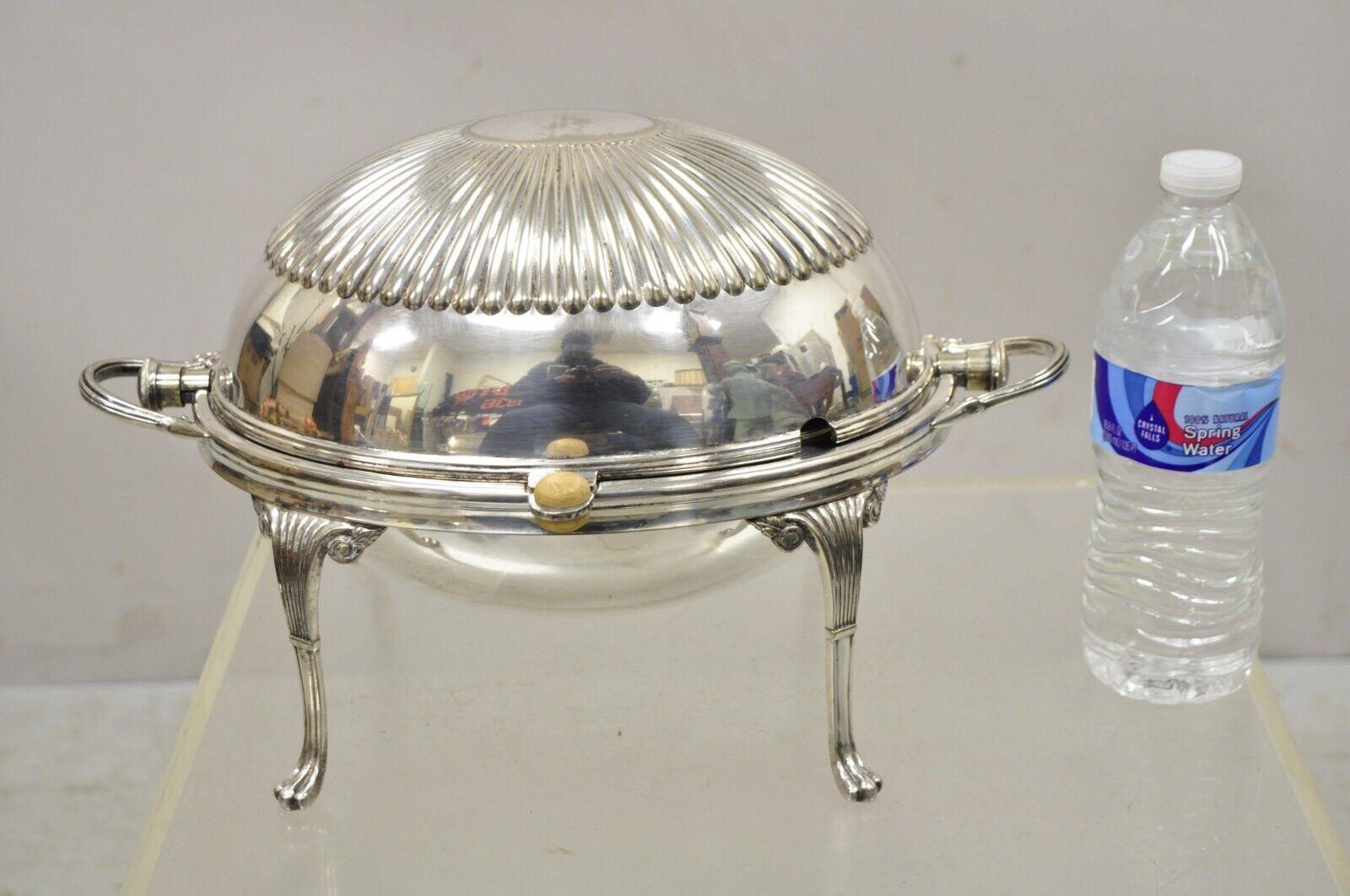 English Sheffield Victorian Silver Plated Rotating Dome Serving Dish Warmer For Sale 4