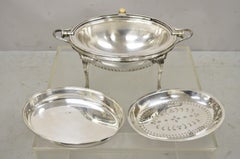English Sheffield Victorian Silver Plated Rotating Dome Serving Dish Warmer